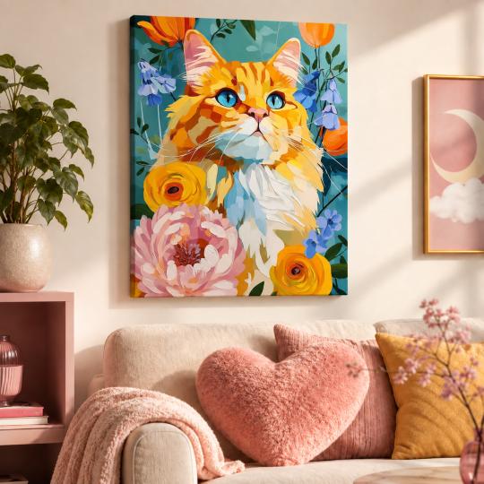 Paint by Numbers – Majestic Cat in Flowers 40x50 cm, photo 9