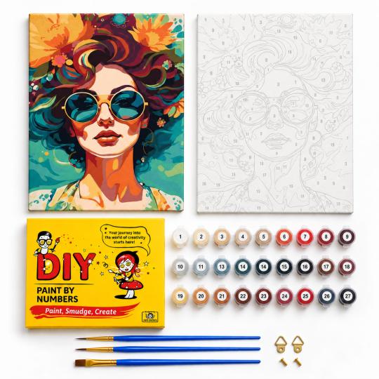Paint by Numbers – Girl in Glasses 40x50 cm, photo 2
