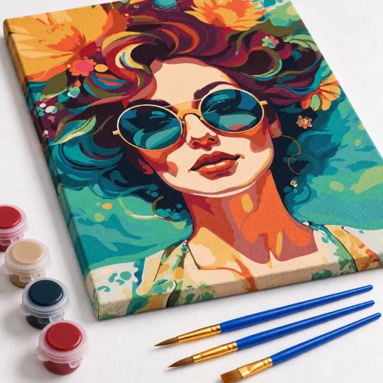 Paint by Numbers – Girl in Glasses 40x50 cm, photo 4