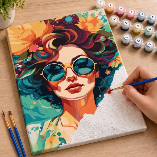 Paint by Numbers – Girl in Glasses 40x50 cm, photo 7