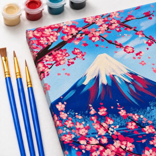 Paint by Numbers – Sakura Beneath Mount Fuji 40x50 cm, photo 5