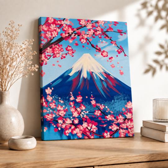 Paint by Numbers – Sakura Beneath Mount Fuji 40x50 cm, photo 8
