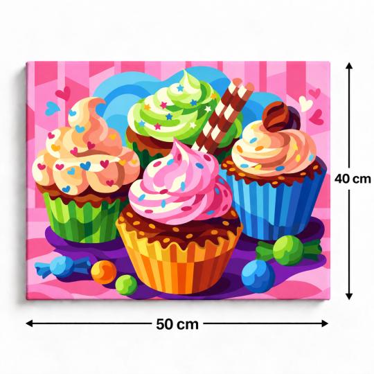 Paint by Numbers – Adorable Cupcakes 50x40 cm, photo 3