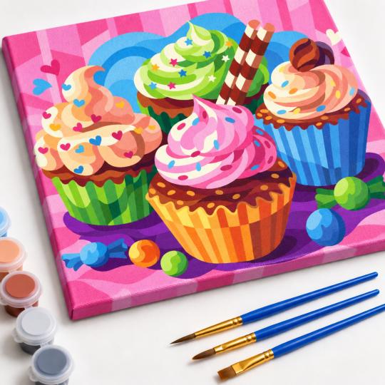 Paint by Numbers – Adorable Cupcakes 50x40 cm, photo 4
