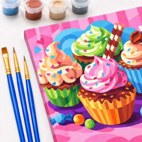 Paint by Numbers – Adorable Cupcakes 50x40 cm, photo 5