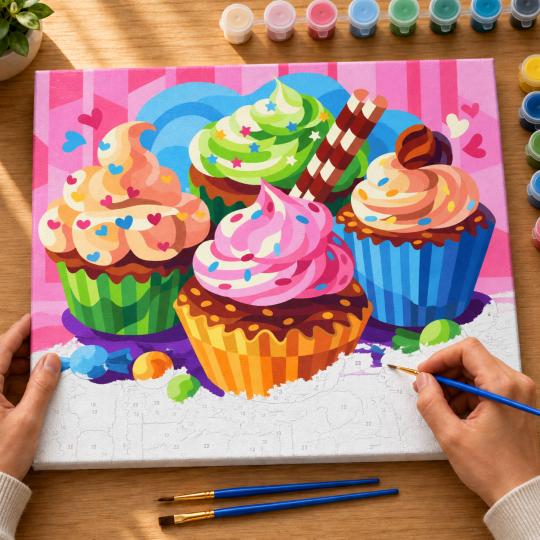 Paint by Numbers – Adorable Cupcakes 50x40 cm, photo 6