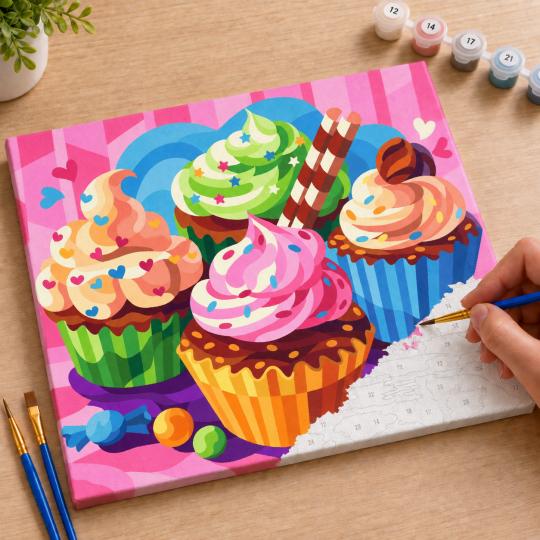Paint by Numbers – Adorable Cupcakes 50x40 cm, photo 7