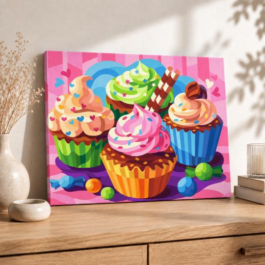 Paint by Numbers – Adorable Cupcakes 50x40 cm, photo 8