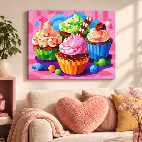 Paint by Numbers – Adorable Cupcakes 50x40 cm, photo 9
