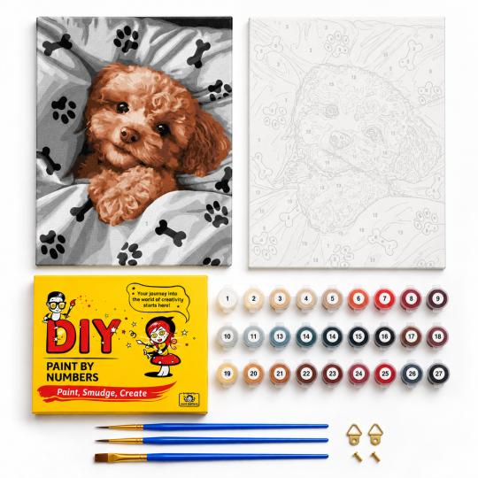 Paint by Numbers – Sleepy Puppy 40x50 cm, photo 2
