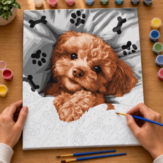 Paint by Numbers – Sleepy Puppy 40x50 cm, photo 6