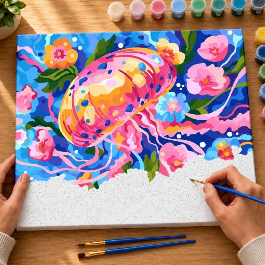 Paint by Numbers – Colourful Jellyfish 50x40 cm, photo 6