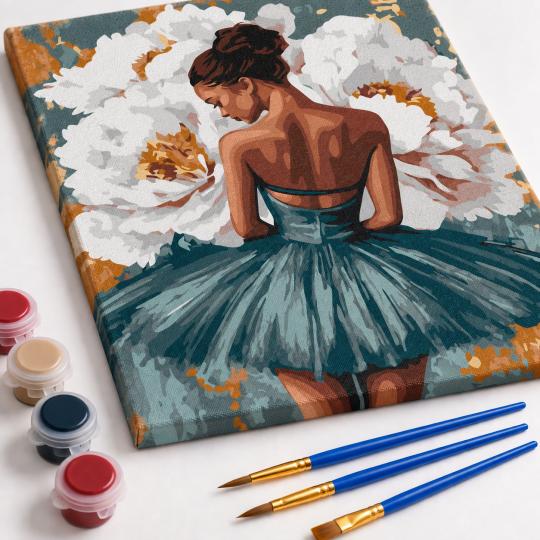 Paint by Numbers – Ballerina in Peonies 40x50 cm, photo 4
