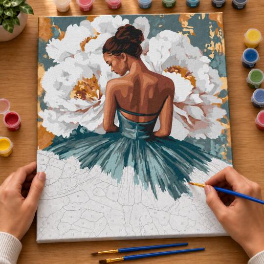 Paint by Numbers – Ballerina in Peonies 40x50 cm, photo 6