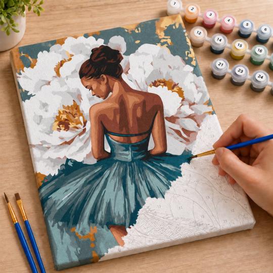 Paint by Numbers – Ballerina in Peonies 40x50 cm, photo 7