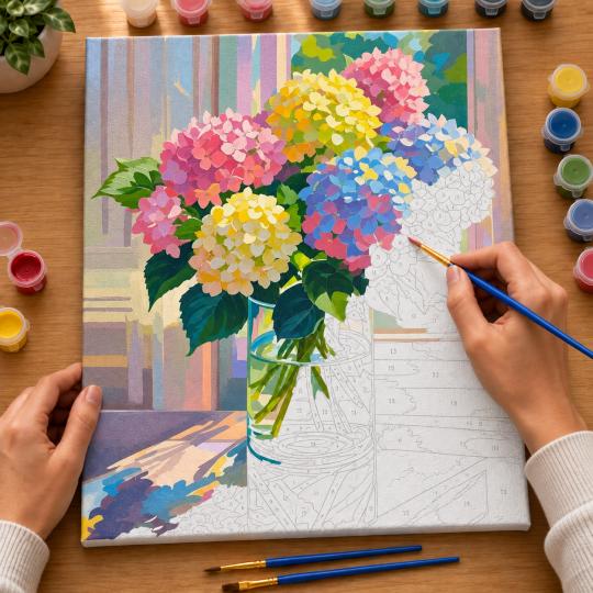 Paint by Numbers – Hydrangeas in the Sun 40x50 cm, photo 6