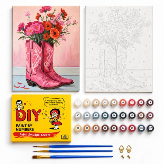 Paint by Numbers Picture Cowgirl Full of Flowers 40x50 cm, photo 2