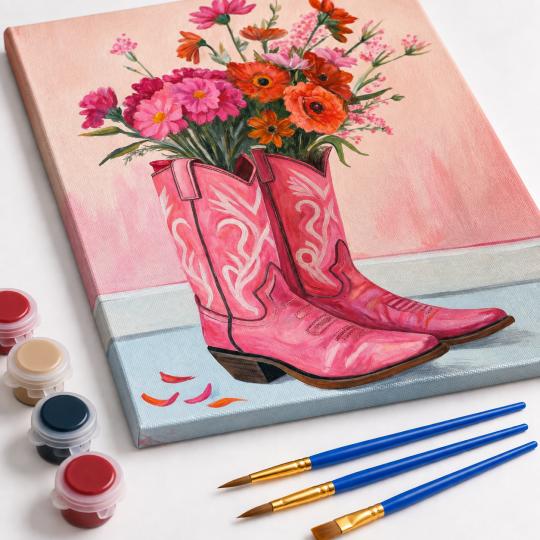 Paint by Numbers Picture Cowgirl Full of Flowers 40x50 cm, photo 4