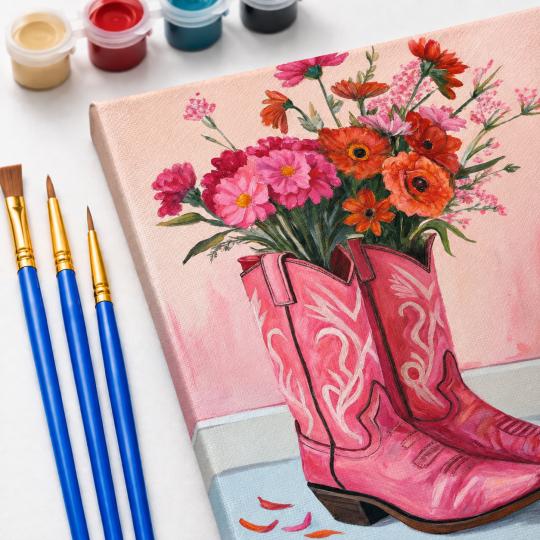 Paint by Numbers Picture Cowgirl Full of Flowers 40x50 cm, photo 5