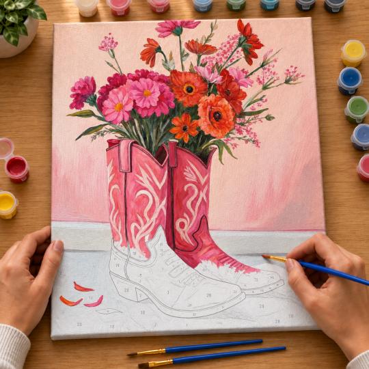 Paint by Numbers Picture Cowgirl Full of Flowers 40x50 cm, photo 6