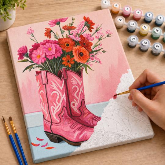 Paint by Numbers Picture Cowgirl Full of Flowers 40x50 cm, photo 7