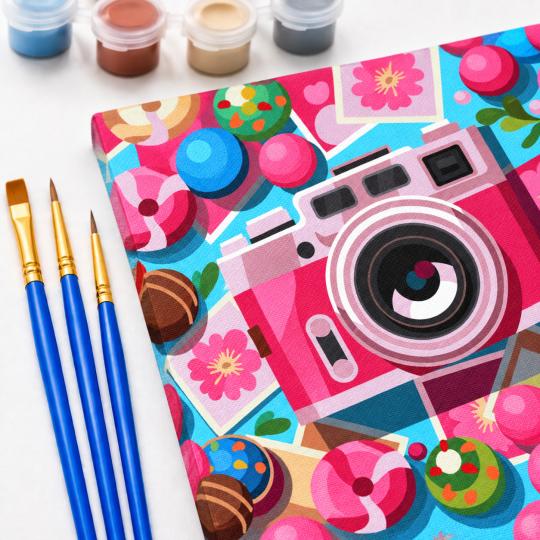 Paint by Numbers Picture Sweet Camera 50x40 cm, photo 5