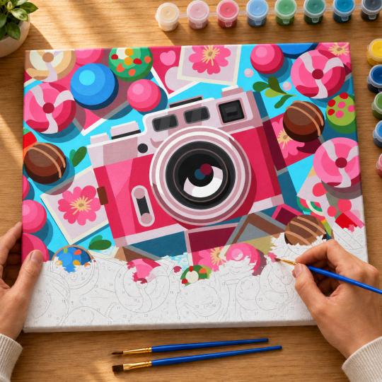 Paint by Numbers Picture Sweet Camera 50x40 cm, photo 6