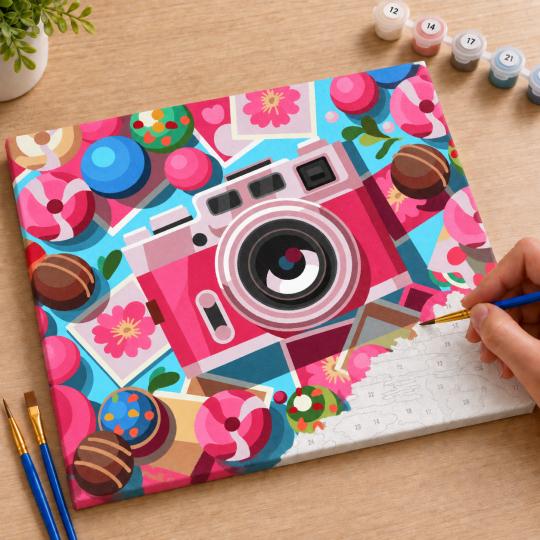 Paint by Numbers Picture Sweet Camera 50x40 cm, photo 7