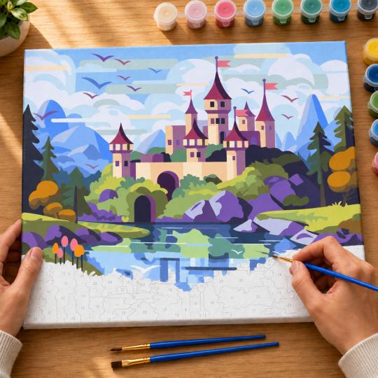 Paint by Numbers Picture Dream Castle 50x40 cm, photo 6