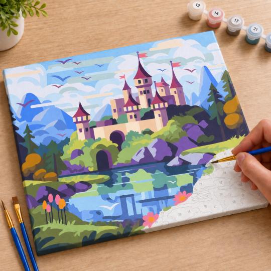 Paint by Numbers Picture Dream Castle 50x40 cm, photo 7
