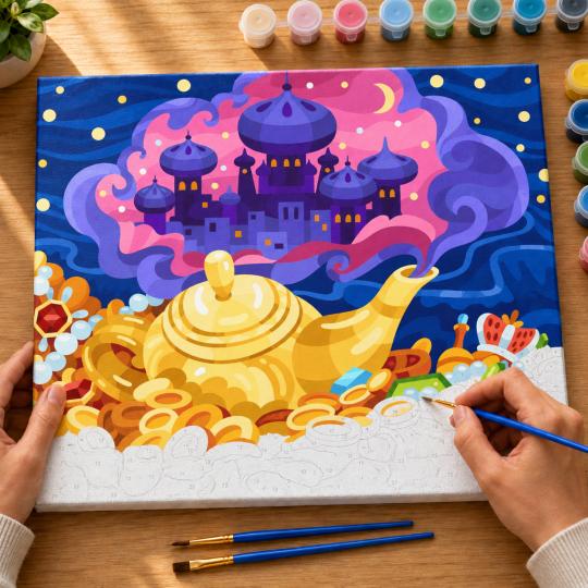 Paint by Numbers Picture Aladdin's Lamp 50x40 cm, photo 6