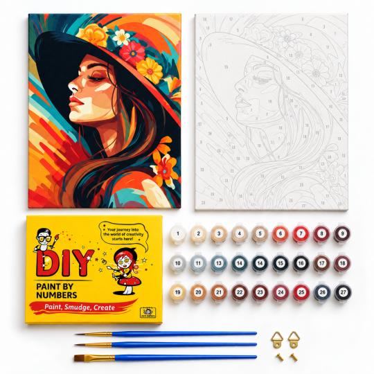 Paint by Numbers Picture Floral Hat 40x50 cm, photo 2