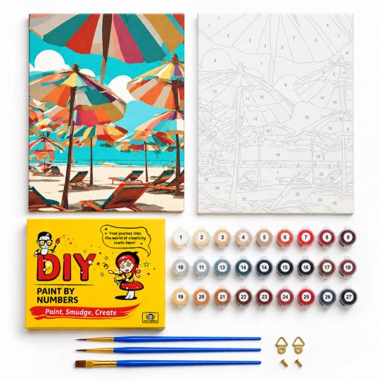 Paint by Numbers Picture Under the Umbrellas 40x50 cm, photo 2