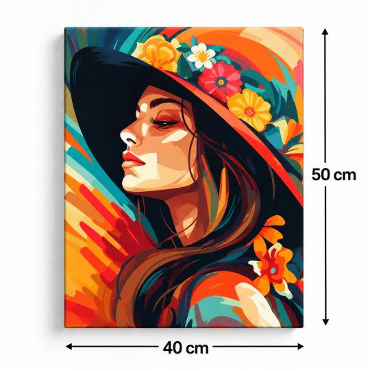 Paint by Numbers Picture Floral Hat 40x50 cm, photo 3