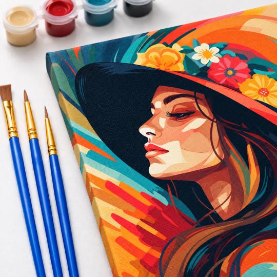 Paint by Numbers Picture Floral Hat 40x50 cm, photo 5