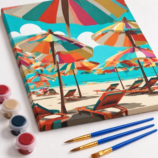 Paint by Numbers Picture Under the Umbrellas 40x50 cm, photo 4