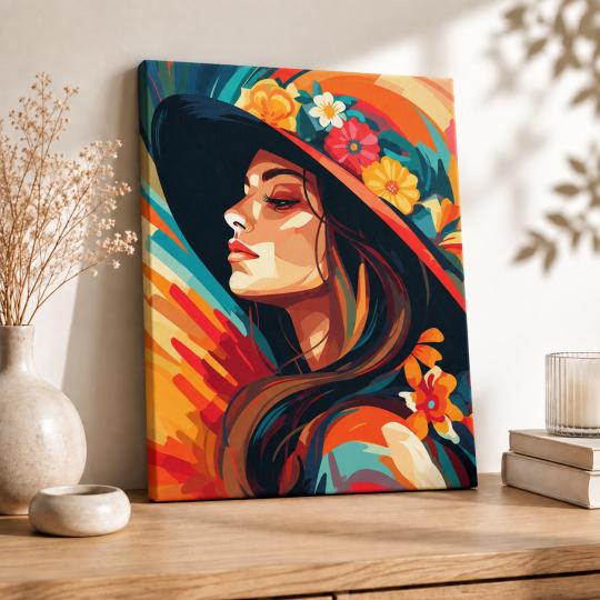 Paint by Numbers Picture Floral Hat 40x50 cm, photo 8