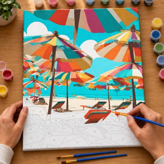 Paint by Numbers Picture Under the Umbrellas 40x50 cm, photo 6