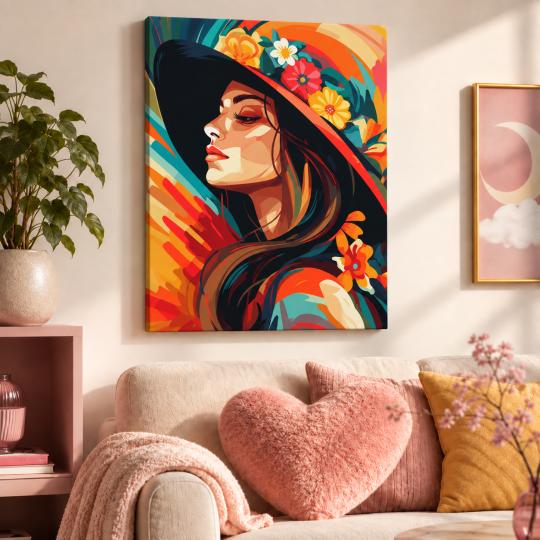 Paint by Numbers Picture Floral Hat 40x50 cm, photo 9