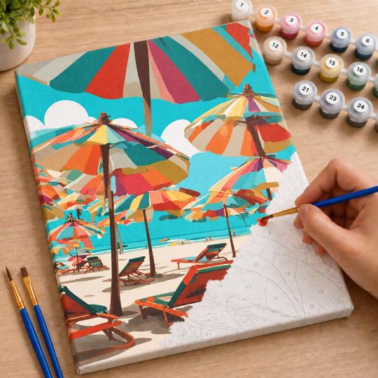 Paint by Numbers Picture Under the Umbrellas 40x50 cm, photo 7