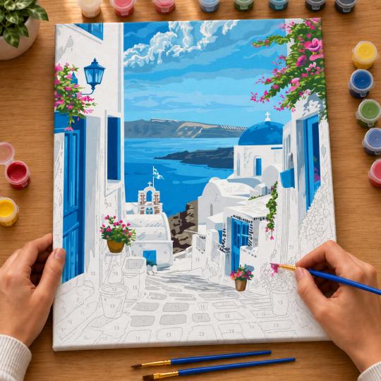 Paint by Numbers Picture Blue Streets 40x50 cm, photo 6