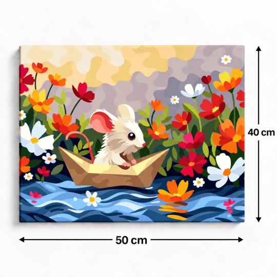 Paint by Numbers Picture Little Mouse on the Water 50x40 cm, photo 3