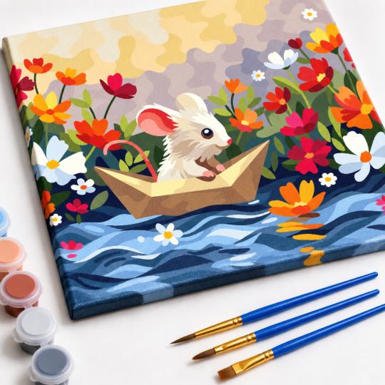 Paint by Numbers Picture Little Mouse on the Water 50x40 cm, photo 4