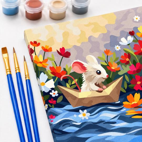 Paint by Numbers Picture Little Mouse on the Water 50x40 cm, photo 5
