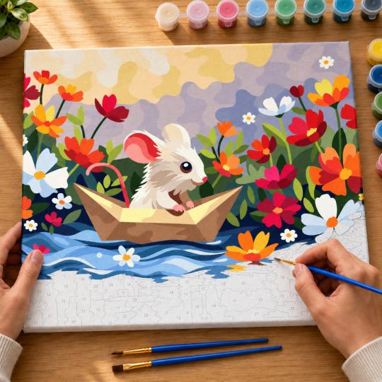 Paint by Numbers Picture Little Mouse on the Water 50x40 cm, photo 6