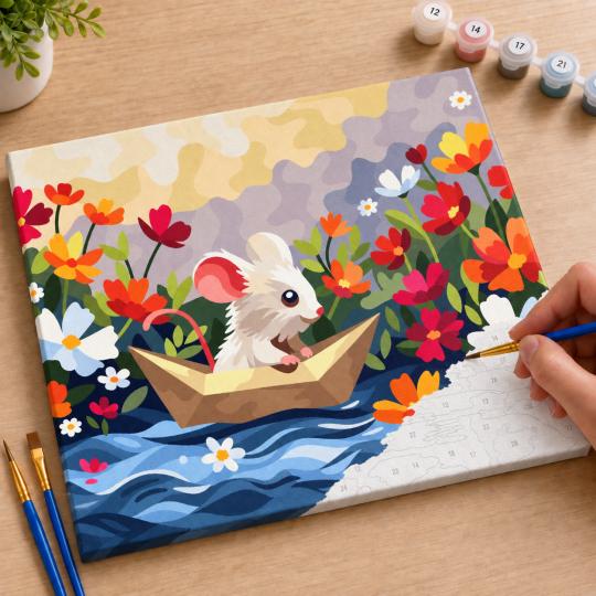 Paint by Numbers Picture Little Mouse on the Water 50x40 cm, photo 7