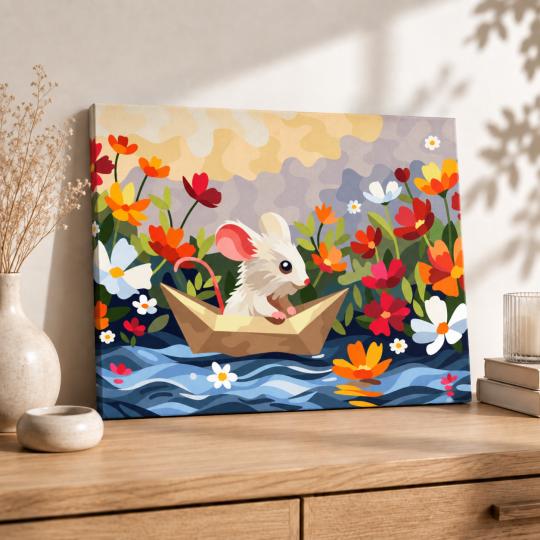 Paint by Numbers Picture Little Mouse on the Water 50x40 cm, photo 8
