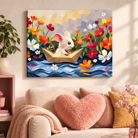 Paint by Numbers Picture Little Mouse on the Water 50x40 cm, photo 9