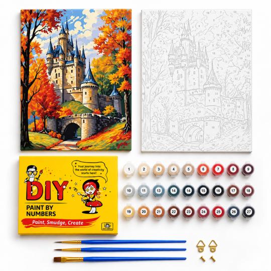 Paint by Numbers Picture Castle in Autumn 40x50 cm, photo 2