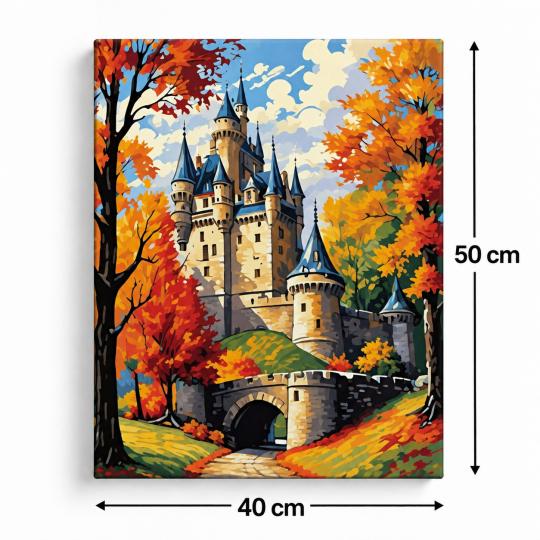Paint by Numbers Picture Castle in Autumn 40x50 cm, photo 3